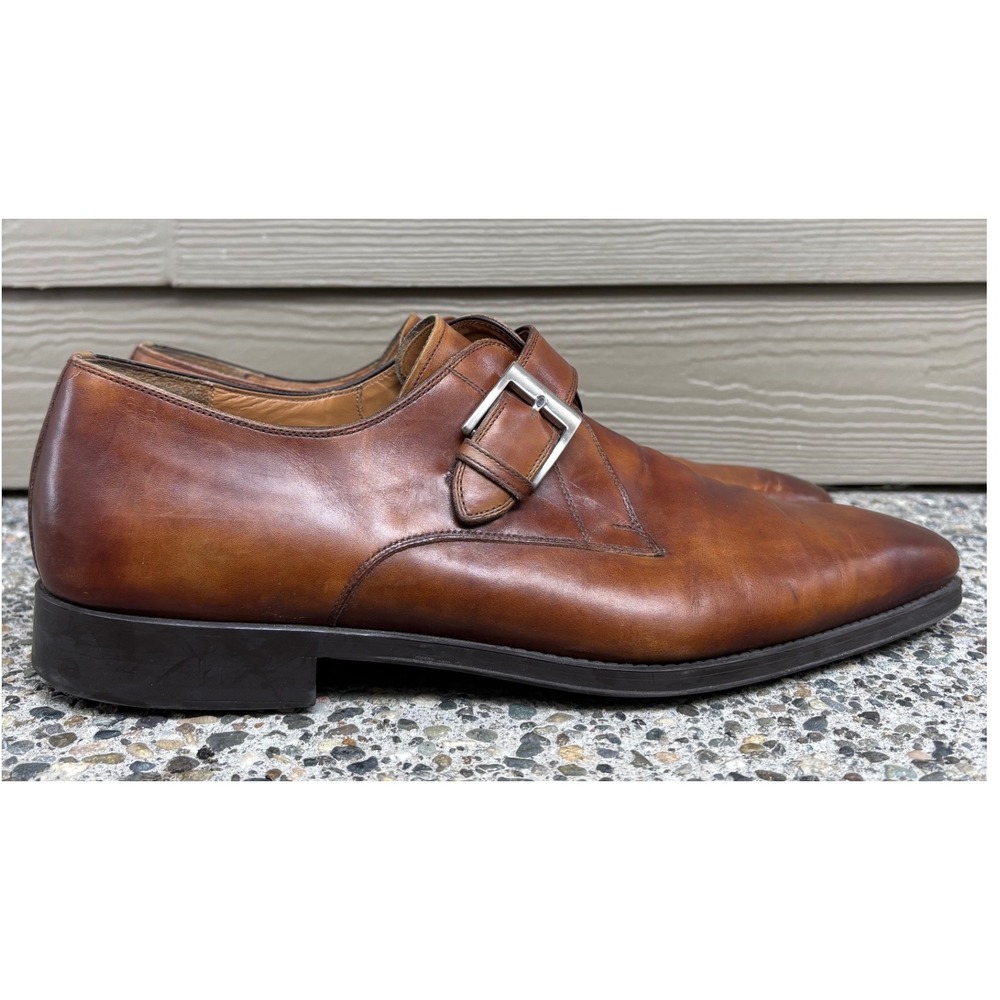 Magnanni Mens Cognac Leather Marco Single Monk Strap Dress Shoes 18398 Size‎ 13